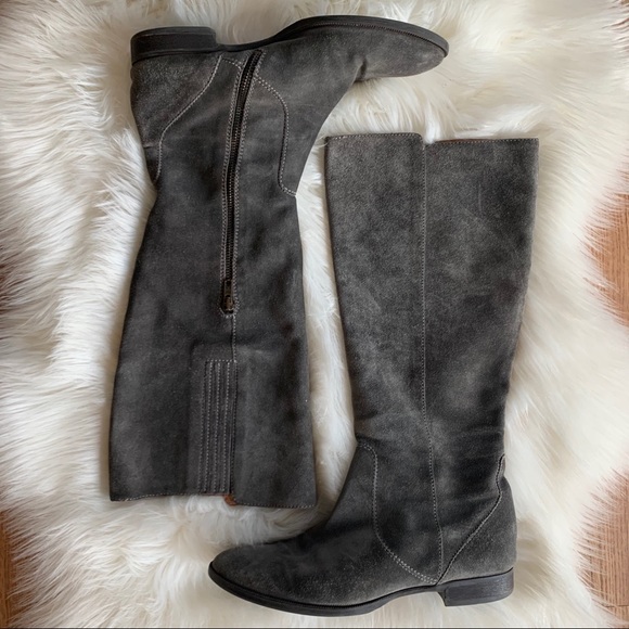 gray suede riding boots